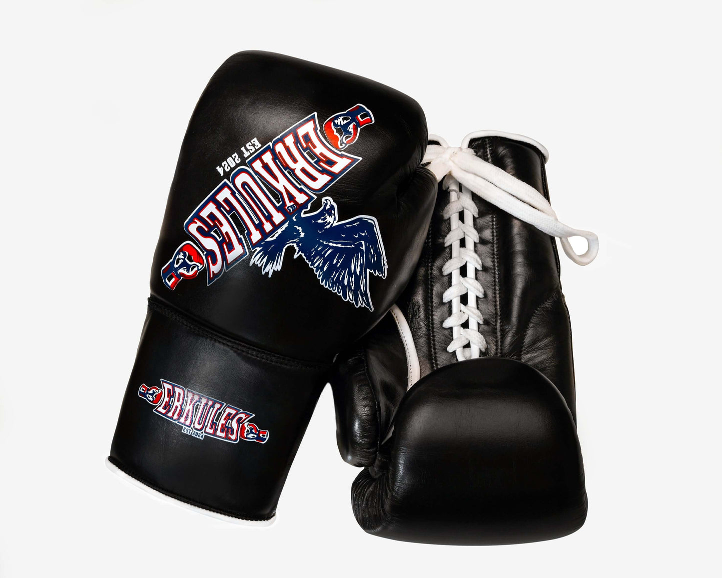 Dettaglio lacci guantoni da boxe professionali neri