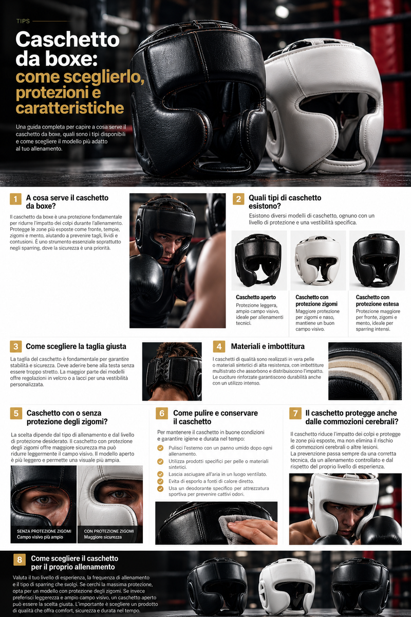 Caschetto da boxe: come sceglierlo, protezioni e caratteristiche