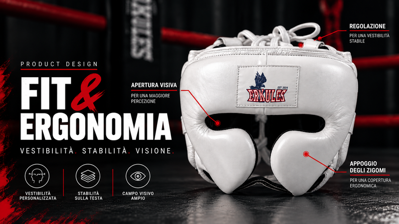 Caschetto da boxe: vestibilità, campo visivo ed ergonomia