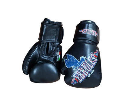 Professionelles Kampfset – Boxhandschuhe Edition Zero & Tiefschutz – Schwarz aus echtem Leder