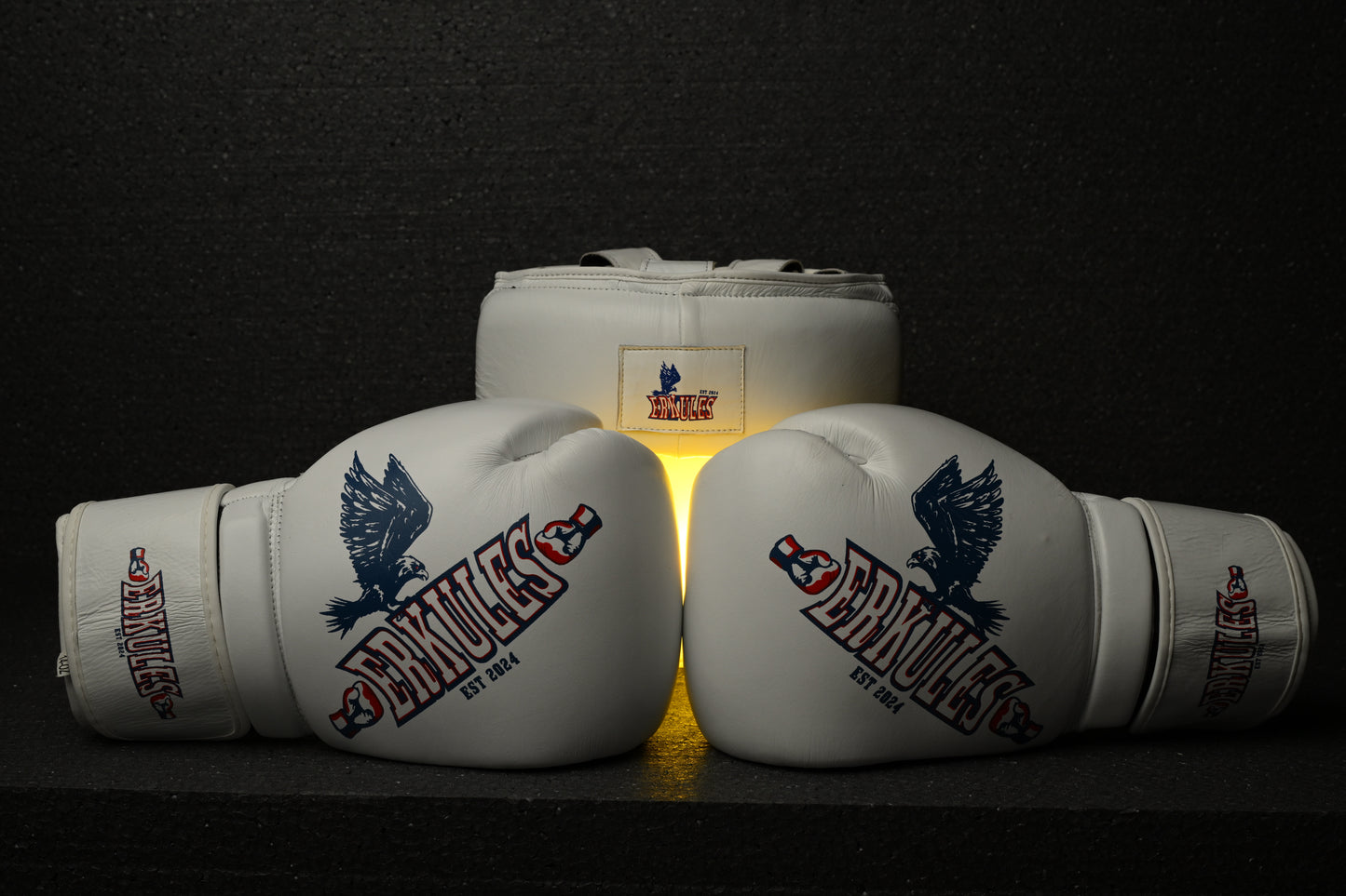 Kit da Combattimento Professionale – Guantoni Edition Zero & Caschetto  Legion I – Bianco in Vera Pelle