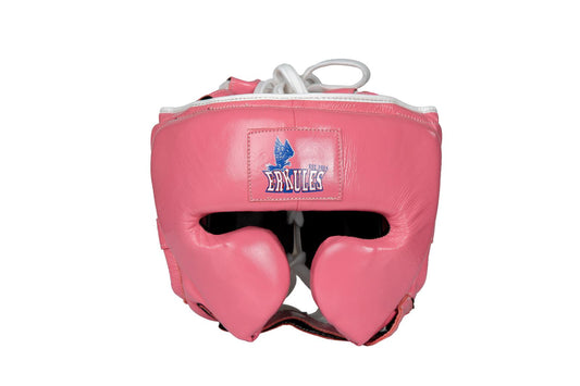 Caschetto da boxe Erkules rosa in vera pelle - vista frontale