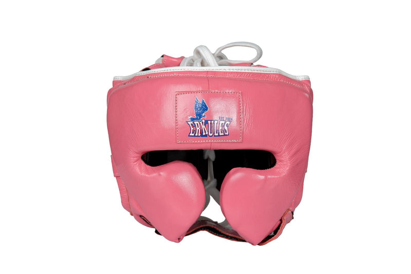 Caschetto da boxe Erkules rosa in vera pelle - vista frontale
