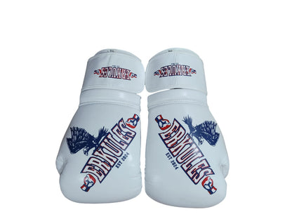 Professionelles Kampfset – Boxhandschuhe Edition Zero & Tiefschutz – Weiß aus echtem Leder